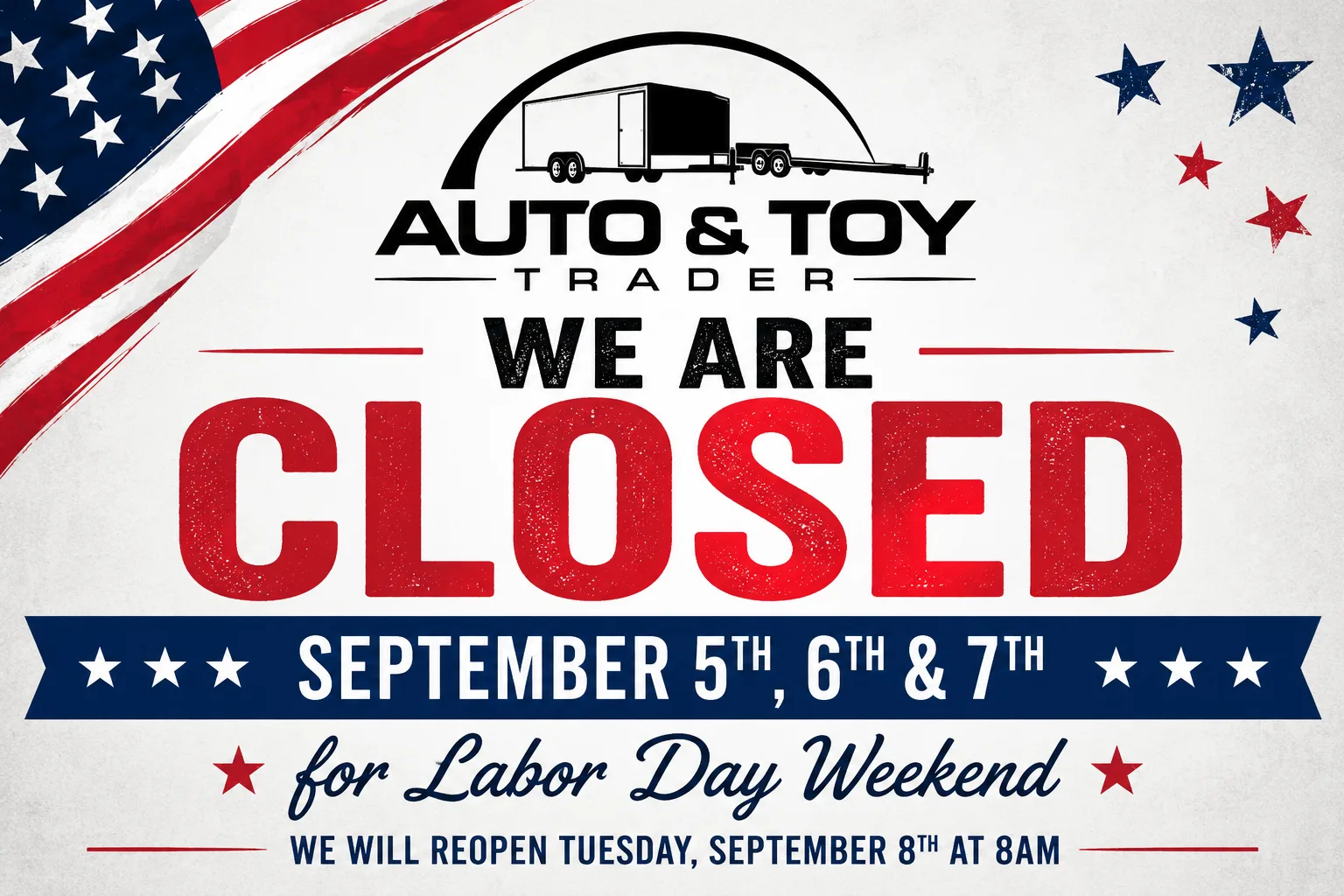 Closed on Labor Day weekend